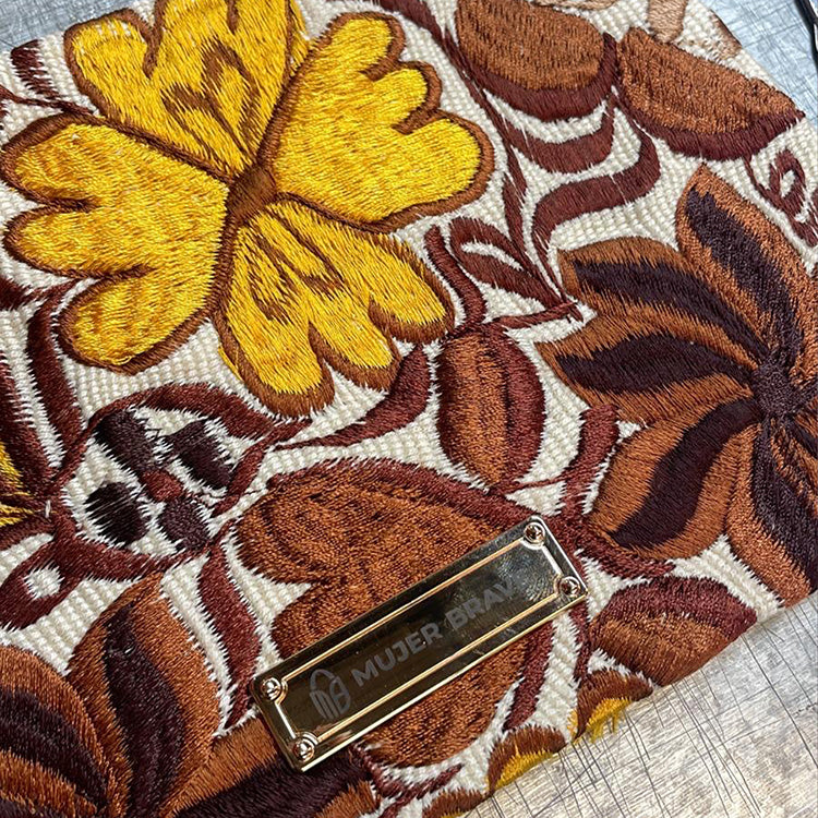 Detail of MujerBrave bags embroidery