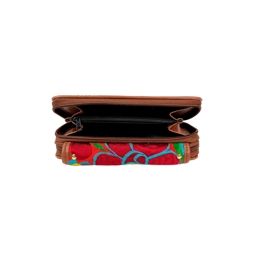 Erika Wallet - Embossed Leather with Elegant Embroidery