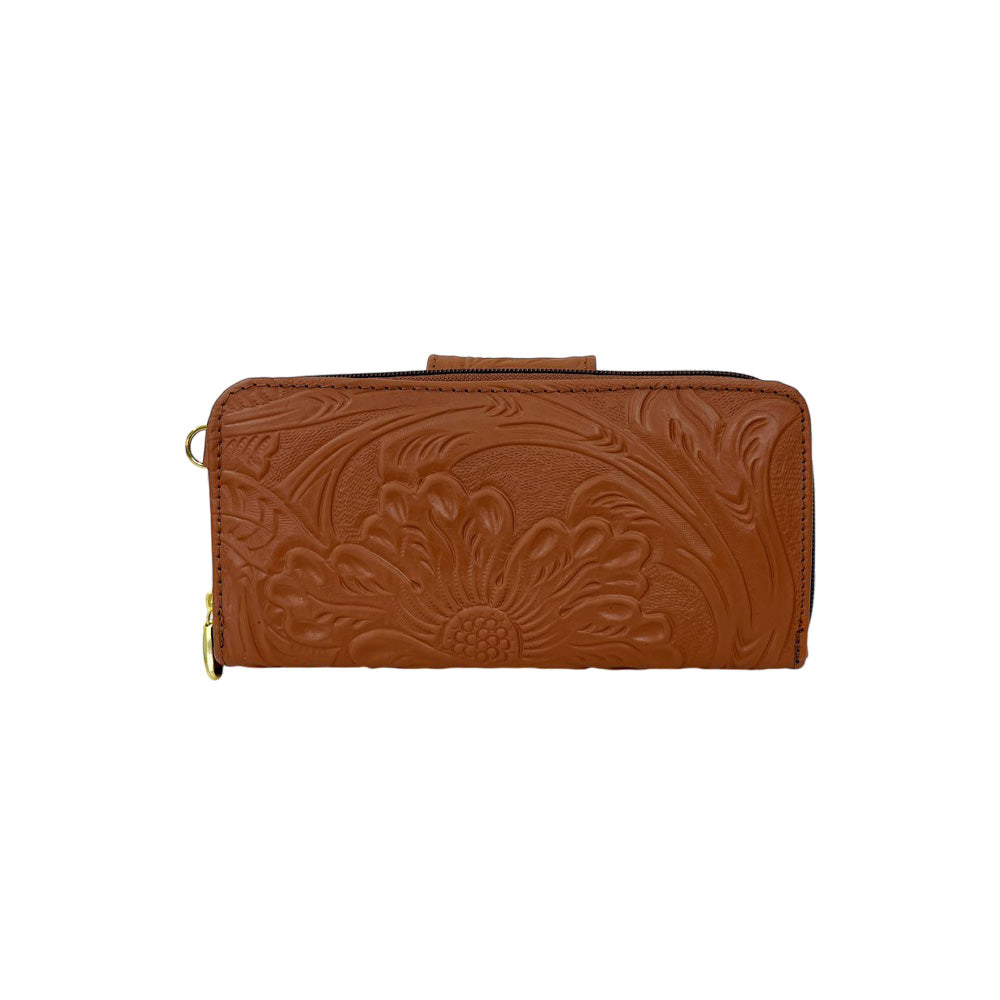 Esther Wallet - Embossed Leather Wallet with Detachable Handle