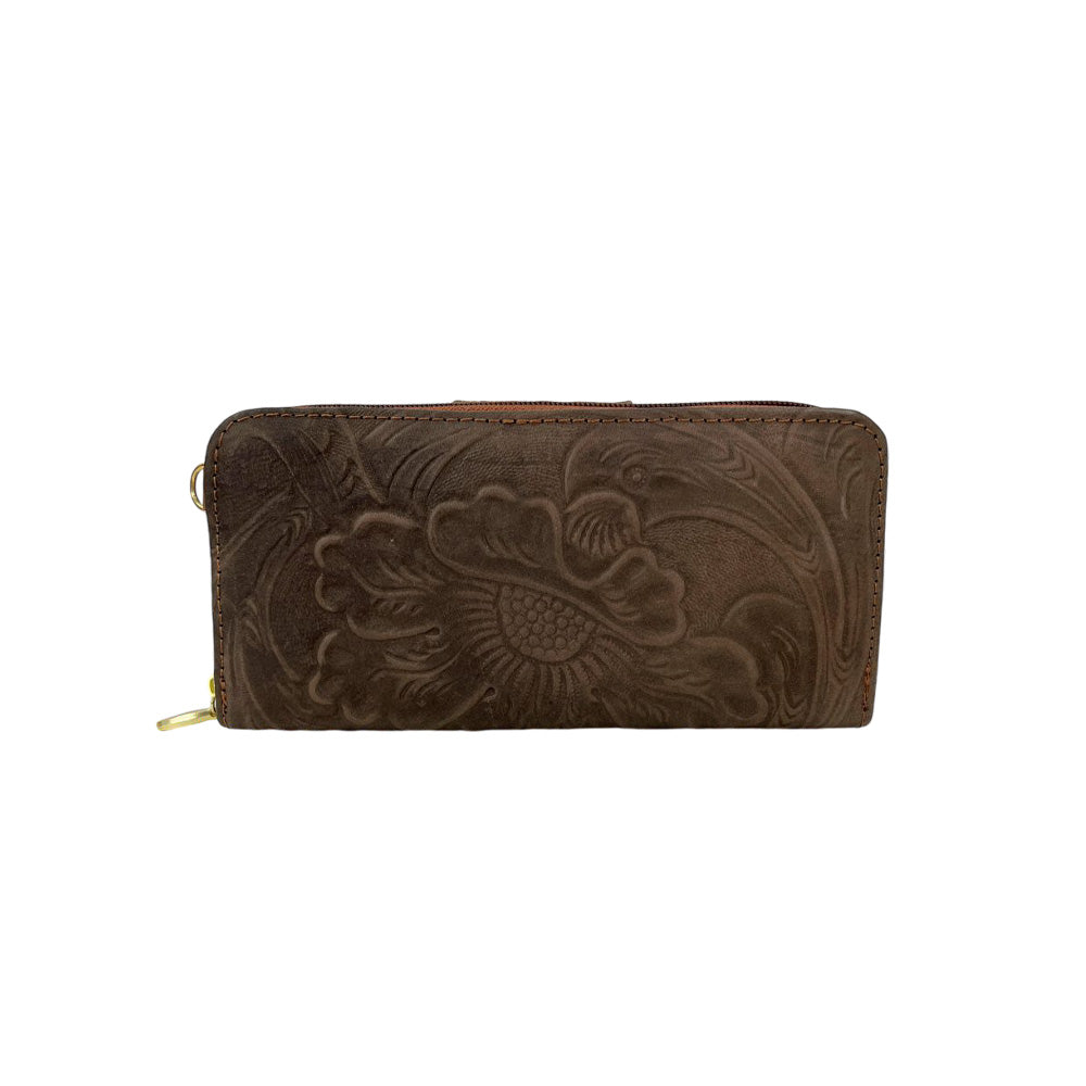 Esther Wallet - Embossed Leather Wallet with Detachable Handle