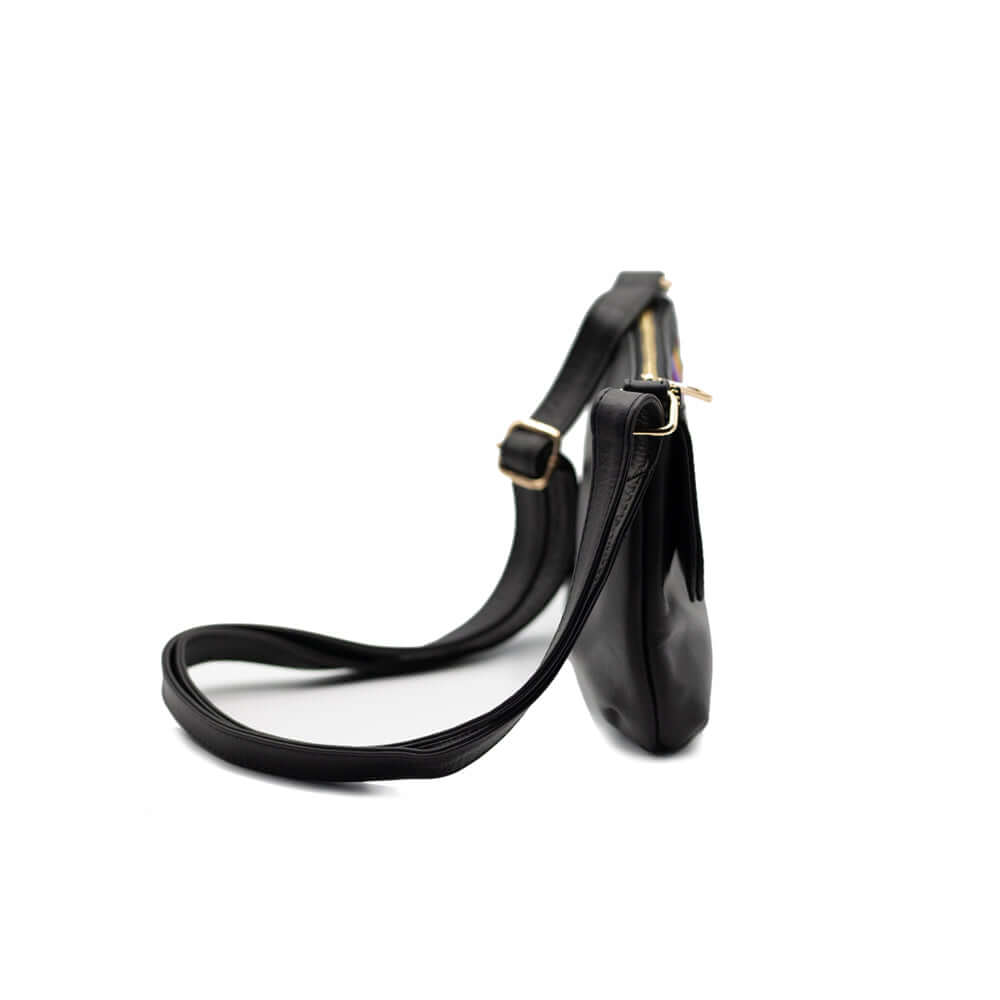 Bolso Dania - Crossbody de piel negra bordada