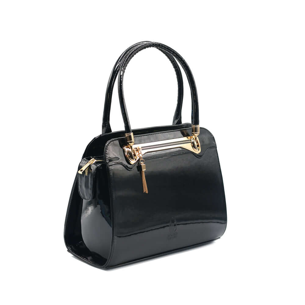 Bolso Bella - Bolso de mano de charol negro